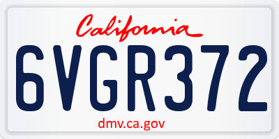CA license plate 6VGR372