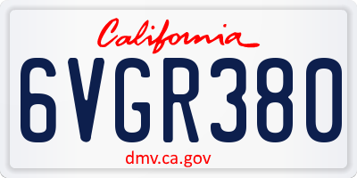 CA license plate 6VGR380