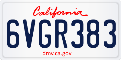 CA license plate 6VGR383