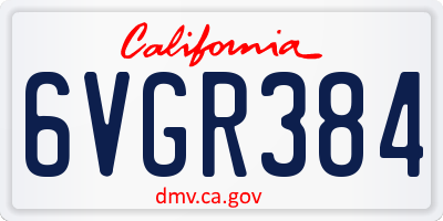 CA license plate 6VGR384