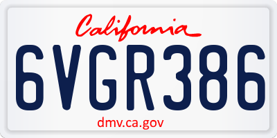 CA license plate 6VGR386