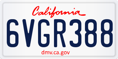 CA license plate 6VGR388