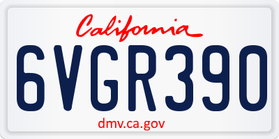 CA license plate 6VGR390