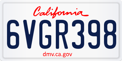 CA license plate 6VGR398