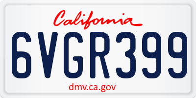 CA license plate 6VGR399