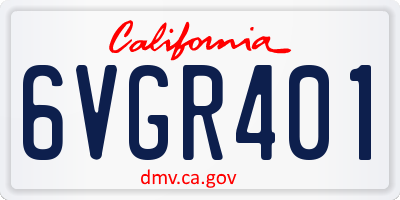 CA license plate 6VGR401