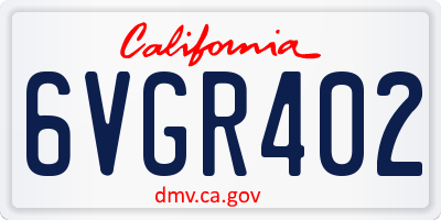 CA license plate 6VGR402