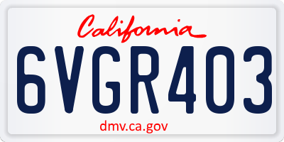 CA license plate 6VGR403