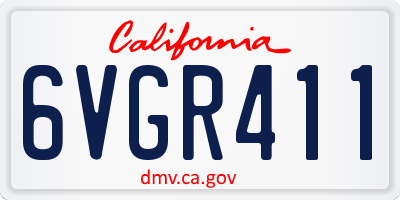 CA license plate 6VGR411