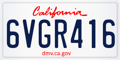 CA license plate 6VGR416