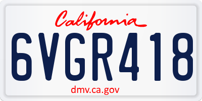 CA license plate 6VGR418