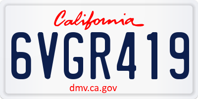 CA license plate 6VGR419