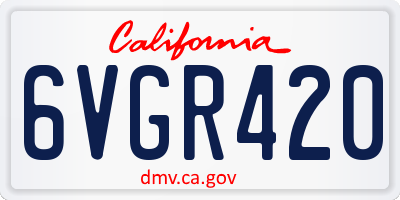 CA license plate 6VGR420