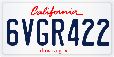 CA license plate 6VGR422