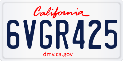 CA license plate 6VGR425