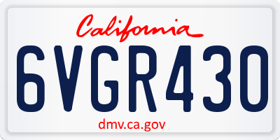 CA license plate 6VGR430