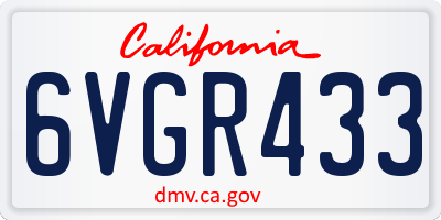 CA license plate 6VGR433