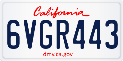 CA license plate 6VGR443