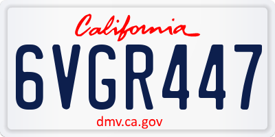 CA license plate 6VGR447