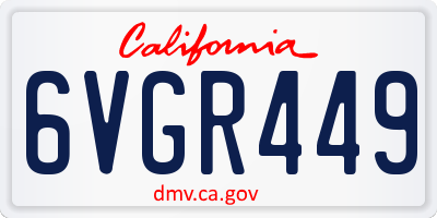CA license plate 6VGR449