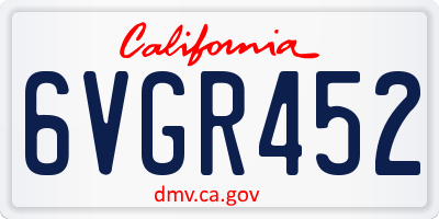 CA license plate 6VGR452