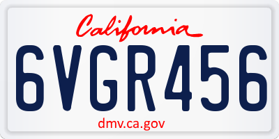 CA license plate 6VGR456