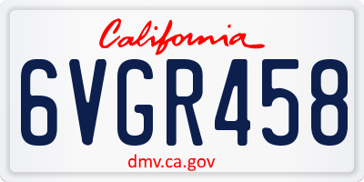 CA license plate 6VGR458