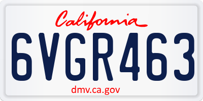 CA license plate 6VGR463