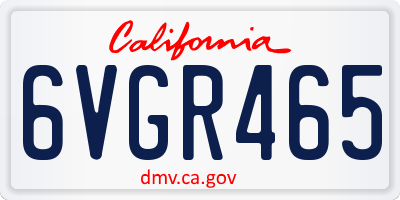 CA license plate 6VGR465