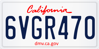 CA license plate 6VGR470