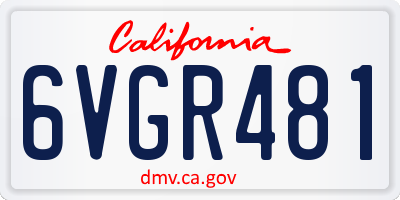 CA license plate 6VGR481