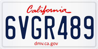 CA license plate 6VGR489