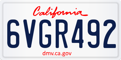 CA license plate 6VGR492