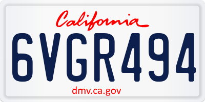 CA license plate 6VGR494