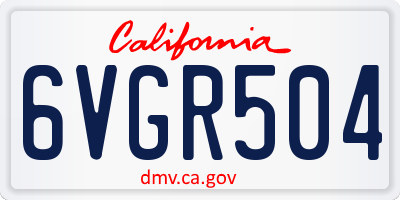 CA license plate 6VGR504