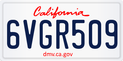 CA license plate 6VGR509