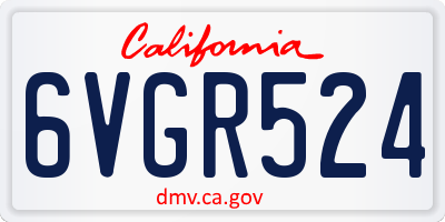 CA license plate 6VGR524
