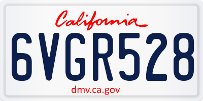 CA license plate 6VGR528