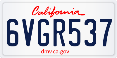 CA license plate 6VGR537