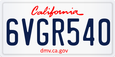 CA license plate 6VGR540