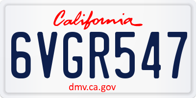 CA license plate 6VGR547