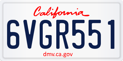 CA license plate 6VGR551