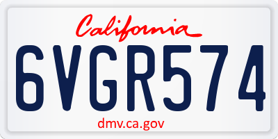 CA license plate 6VGR574