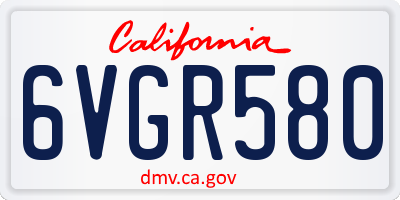 CA license plate 6VGR580
