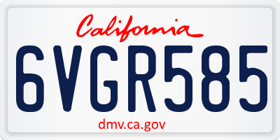 CA license plate 6VGR585