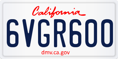 CA license plate 6VGR600