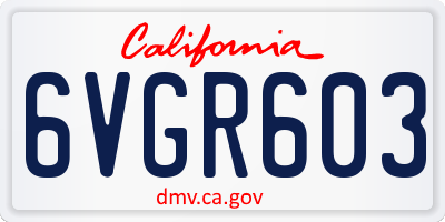 CA license plate 6VGR603