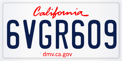 CA license plate 6VGR609