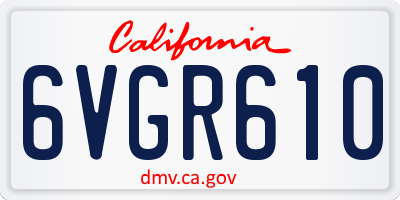 CA license plate 6VGR610