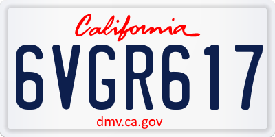 CA license plate 6VGR617